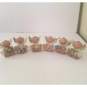 Lot Of 6 Angel Cheeks by Kirks 2001 “Baby” 2.5" Figurines